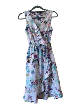 APT 9 Floral Wrap Dress XS Sleeveless Ruffle Hem Fit & Flare Spring